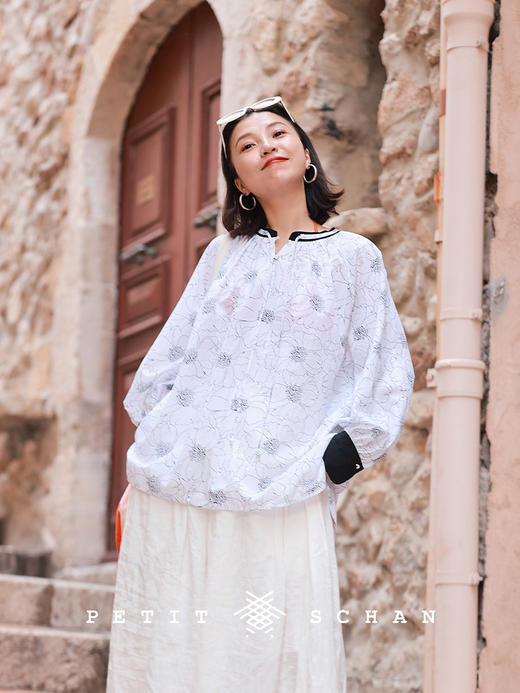 PETIT SCHAN小闪 CLO#563 common peony 芍药 法式棉混纺印花小衫 商品图4