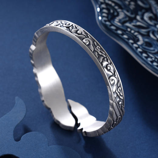 子佩集S999银【凤舞】手镯【YS035】纯银手镯仿古带金色嵌真金2408 商品图4