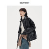 SELFWHO复古美式黑色pu皮衣外套女2024秋季新款小个子设计感夹克 商品缩略图1
