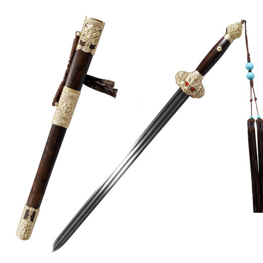 大永乐剑 花纹钢宝剑 清式宝剑 龙泉沈广隆宝剑 一体刀剑 未开刃 商品图6