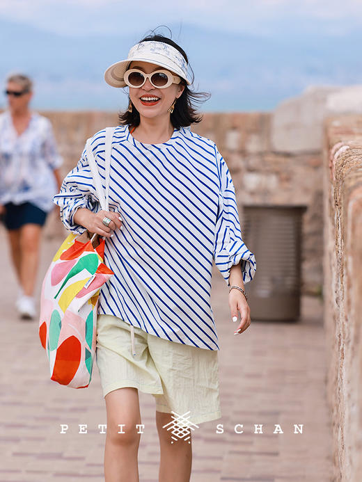 PETIT SCHAN小闪 CLO#567 Free Sailor 自由的水手 40支精梳棉法式度假斜裁条纹海魂衫T恤 商品图5