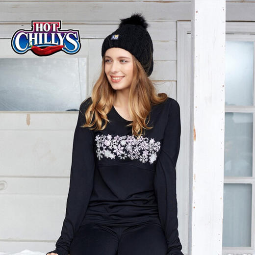 HOTCHILLYS热椒8K磨毛印花圆领功能内衣女登山排汗上衣HCA9842P 商品图3