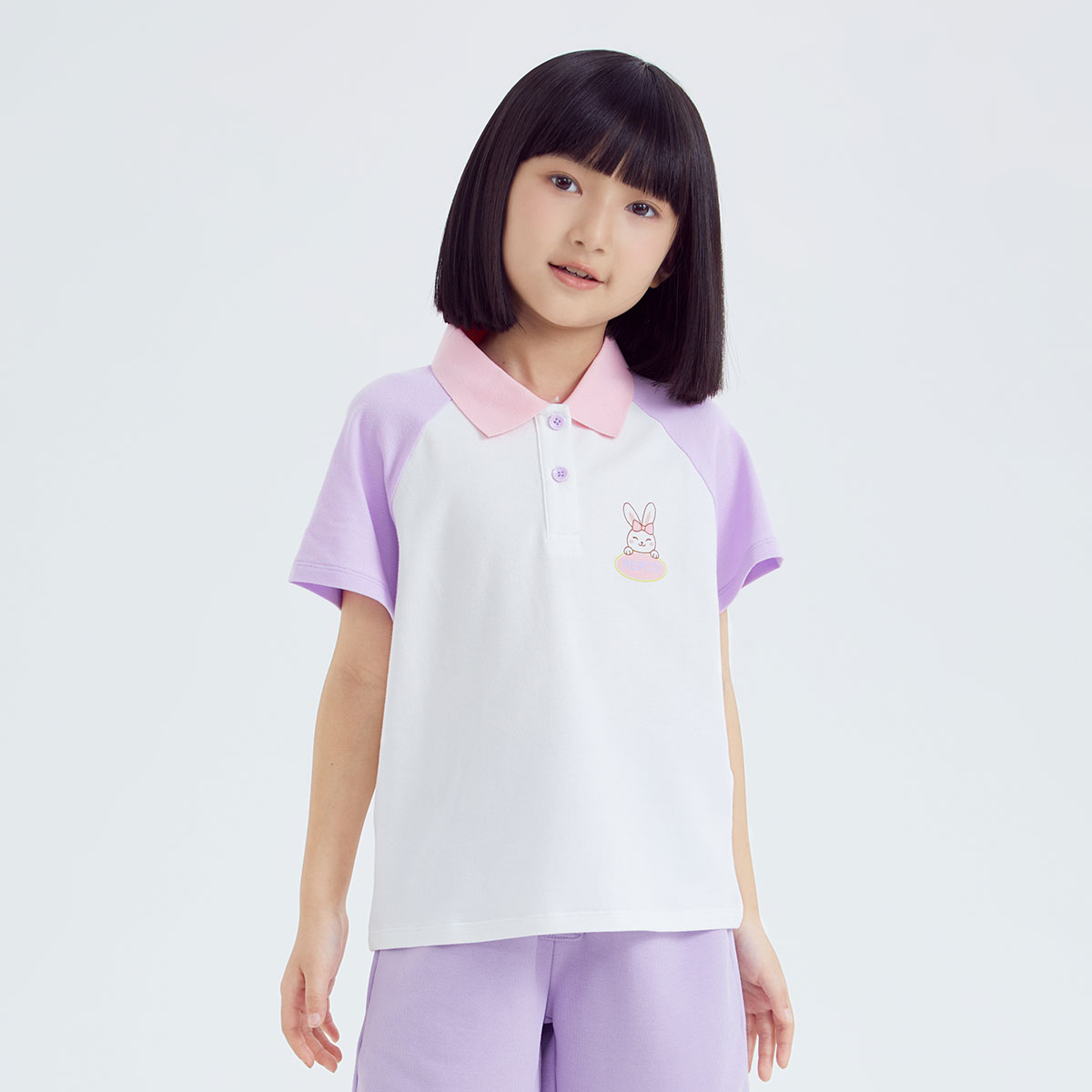 411-童翻领短袖针织衫