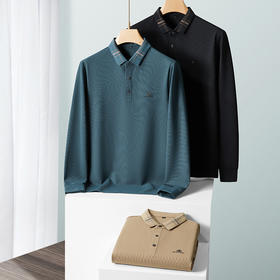 【新款DDP】大依优型大码长袖Polo衫翻领男装加肥加大体恤大号上衣胖子弹力休闲商务