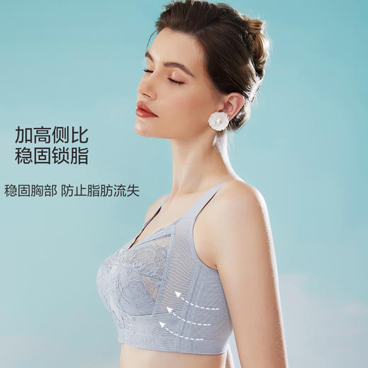 轻羽柔梦调整型文胸 大胸显小蕾丝全罩杯 无钢圈轻薄透 防下垂支撑好 超强侧收美背收胃腩 抑菌保湿 商品图5