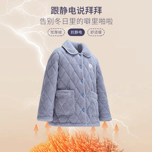 <有书独家>芬腾【加厚加绒三层夹棉】睡衣女秋冬季冬天珊瑚绒超厚家居服套装 商品图2