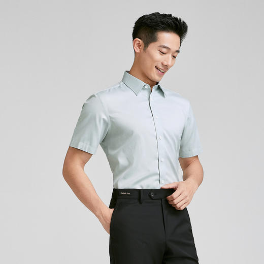 【大都会】雅戈尔 男绿色提花DP系列短袖衬衫 商品图2