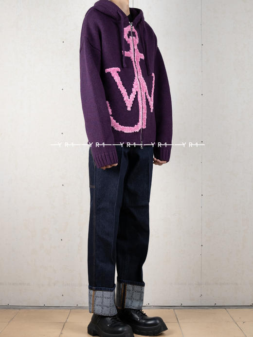 JW Anderson | 拉链船锚徽logo连帽针织衫 商品图1