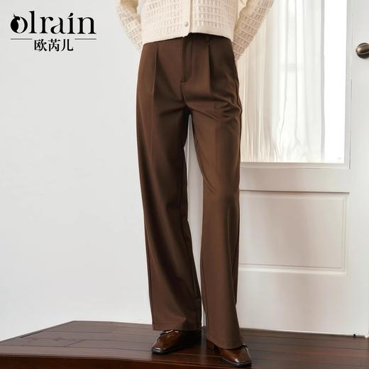 
OLrain欧芮儿窄版休闲裤女秋季2024年新款简约通勤显瘦百搭裤子 商品图0