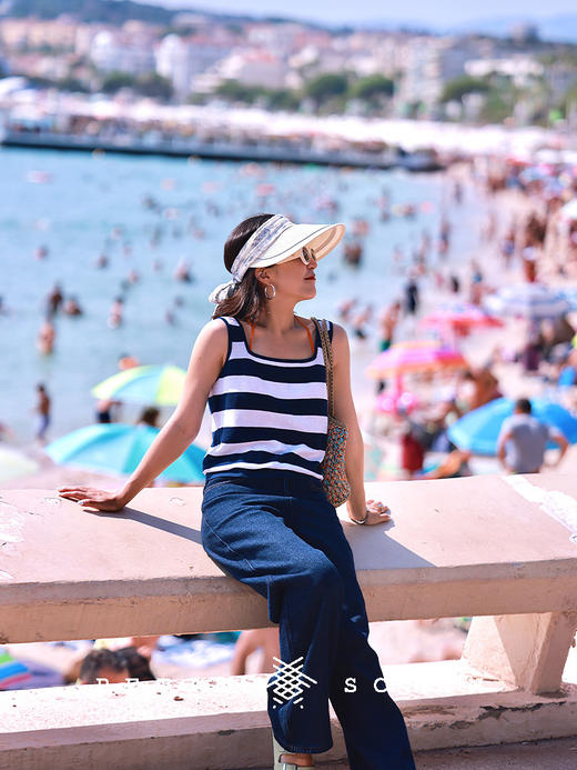 PETIT SCHAN小闪 CLO#568 Encounter at sea 航海邂逅 苎麻棉针织条纹背心 商品图1