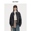SELFWHO复古美式黑色pu皮衣外套女2024秋季新款小个子设计感夹克 商品缩略图0