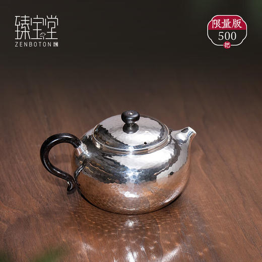 臻宝堂银壶999纯银泡茶壶纯手工一张打锤纹恒圆壶高端家用茶具足银小壶 恒圆壶 容量约 180ml 重约148克 商品图0
