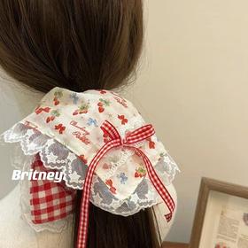 「田园风！数款可选」小清新草莓方形发圈 少女日系简约方巾大肠圈肥肠圈森女甜美配饰