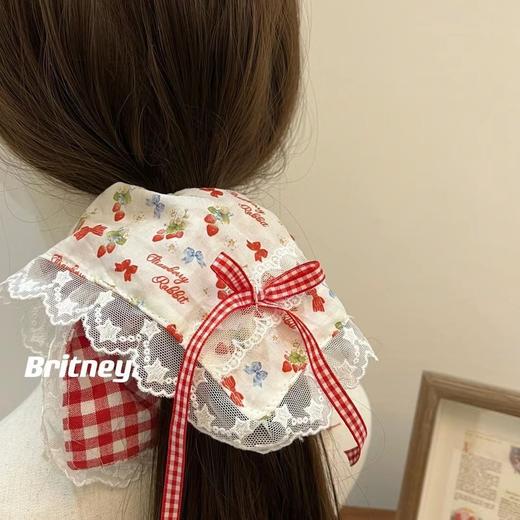 「田园风！数款可选」小清新草莓方形发圈 少女日系简约方巾大肠圈肥肠圈森女甜美配饰 商品图0