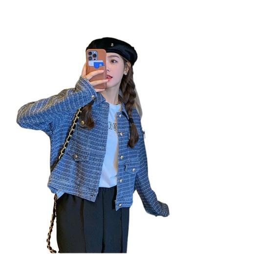 2024年秋冬新款小香风提花牛仔外套女设计感长袖宽松短款开衫上衣 商品图4