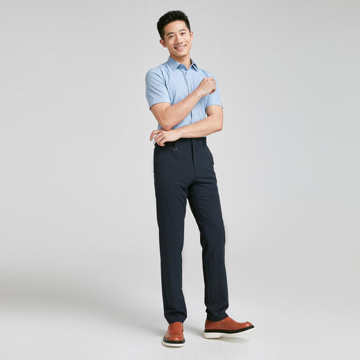 【大都会】雅戈尔 男蓝色提花TR短袖衬衫 商品图1