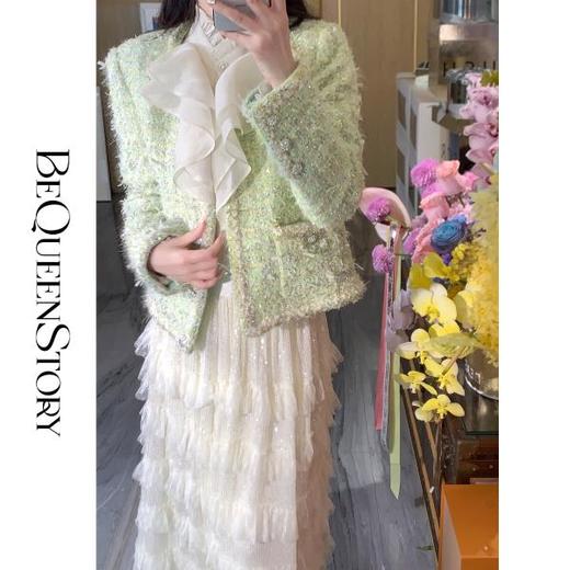 BeQueenStory【青提冷翡翠】简约大气手工高级感小香风外套女 商品图2