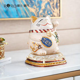 【样品特惠5折，仅1件，无货退款】罗比罗丹RORO招财猫摆件珐琅彩金属材质创意新店开业礼品家居软装饰品