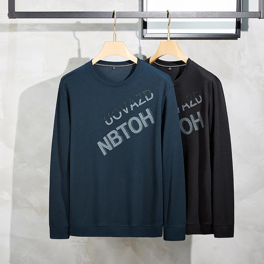 【新款DPF】大依优型大码长袖卫衣圆领套头加肥加大宽松休闲上衣男士打底 商品图1