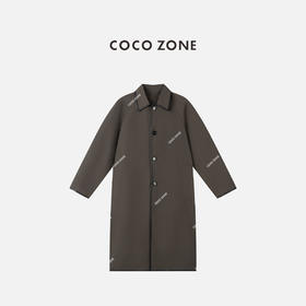 COCO ZONE 复古设计感撞色拼接长款风衣外套 CC2C1867