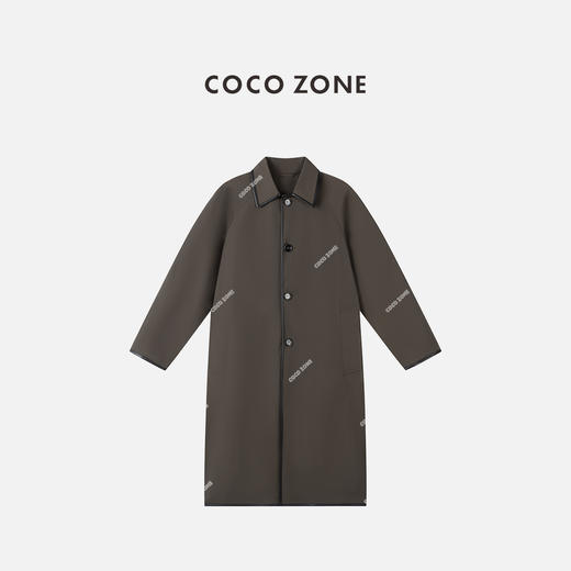 COCO ZONE 复古设计感撞色拼接长款风衣外套 CC2C1867 商品图0