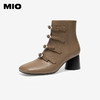 MIO米奥冬季方头显瘦短靴时尚简约百搭高级时装靴女M245643905 商品缩略图1
