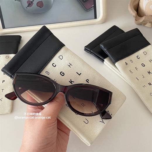 「复古简约！高级感墨镜袋」推荐款复古拼接帆布收纳整理袋 近视太阳眼镜袋简约高级墨镜袋子字母 商品图3