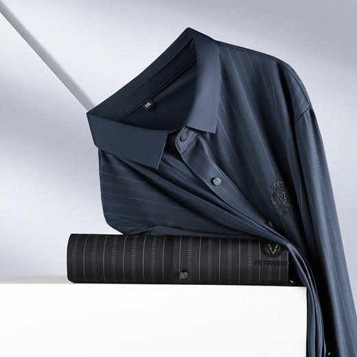 【高弹】【新款DPF】大依优型大码长袖衬衫男装加肥加大体恤大号上衣胖子休闲商务 商品图1