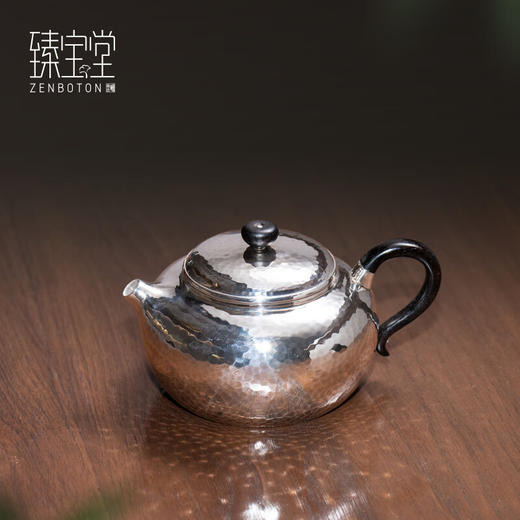 臻宝堂银壶999纯银泡茶壶纯手工一张打锤纹恒圆壶高端家用茶具足银小壶 恒圆壶 容量约 180ml 重约148克 商品图1