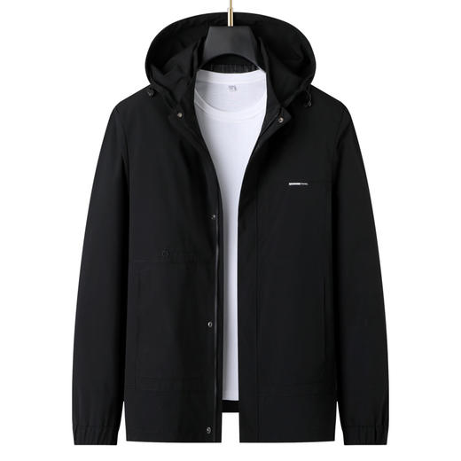 【可拆卸帽】【新款DSZ】大依优型大码男装连帽夹克加肥加大休闲夹克胖子宽松外套上衣户外 商品图0