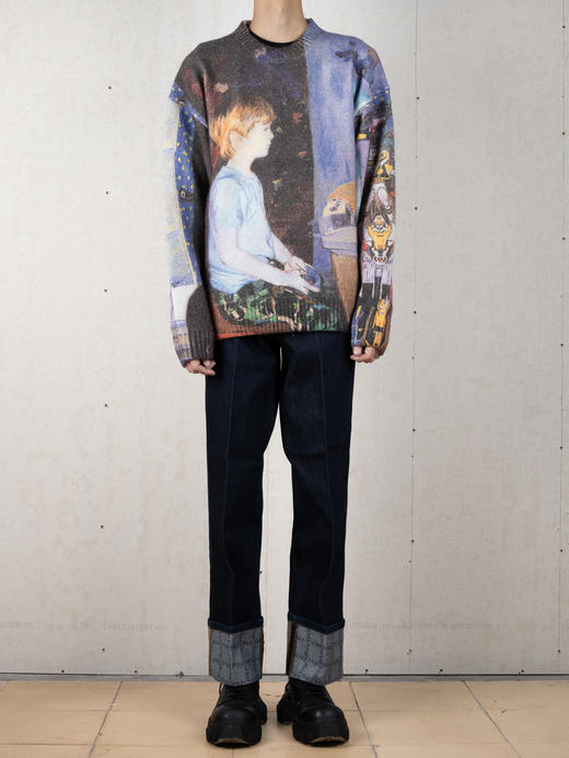 JW Anderson | 抽象全数码电脑印花细针织毛衣 商品图0