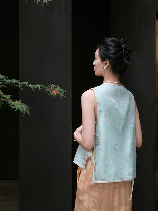 盛唐牡丹 |真丝四经绞罗一粒扣马甲 商品图3