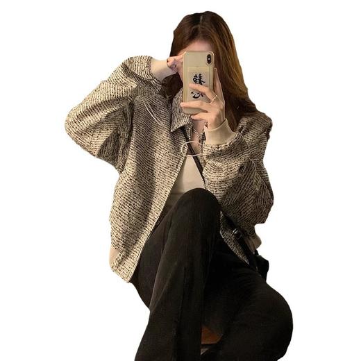 韩版短款小香风外套设计感小众女春秋款宽松vintage休闲夹克上衣 商品图4