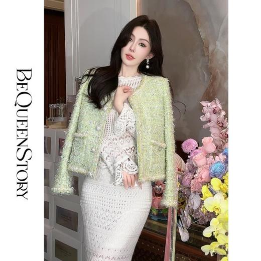 BeQueenStory【青提冷翡翠】简约大气手工高级感小香风外套女 商品图0