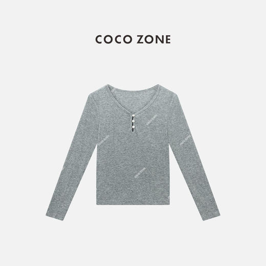 COCO ZONE 长袖V领针织打底衫修身内搭休闲上衣CC1C1804 商品图1