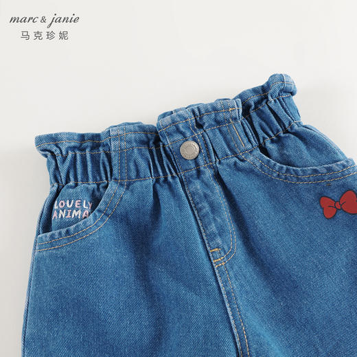 马克珍妮女童俏皮花边腰纯棉牛仔萝卜裤2024年秋装新款241297 商品图4