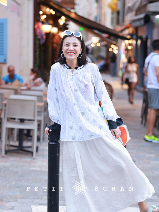 PETIT SCHAN小闪 CLO#563 common peony 芍药 法式棉混纺印花小衫 商品图3