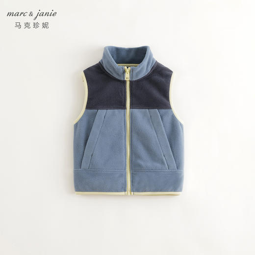 马克珍妮男童拼色加厚摇粒绒马甲2024年秋装新款241132 商品图1