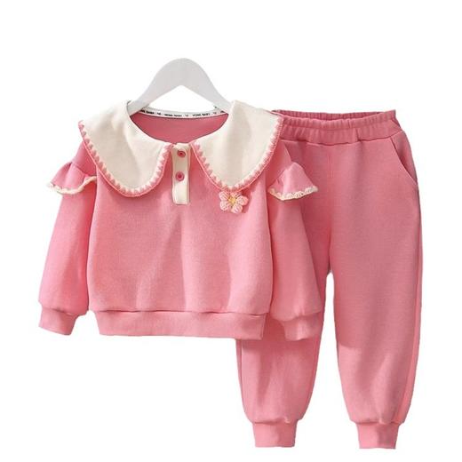 【女童秋冬新款两件套】娃娃领卫衣哈伦裤新款小童时髦休闲套装潮 商品图4