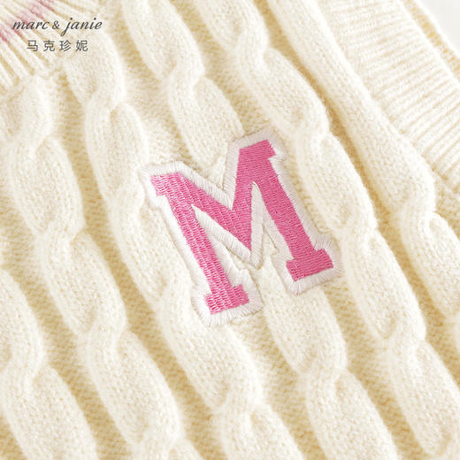 马克珍妮女童学院风撞色字母针织马甲2024年秋装新款241682 商品图4