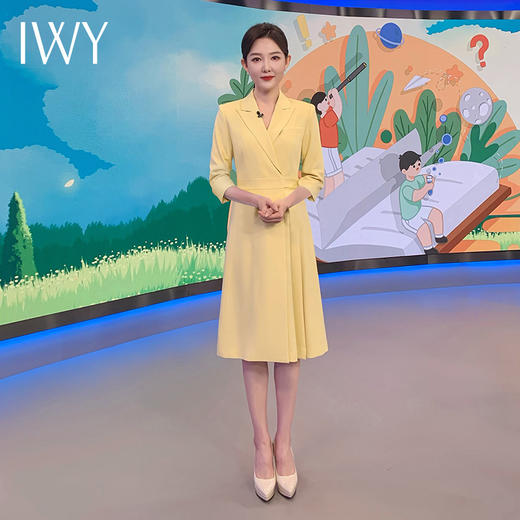 IWY/黄色上镜演讲比赛服装女气质教师录课主持人正装西装连衣裙24Q576 商品图3