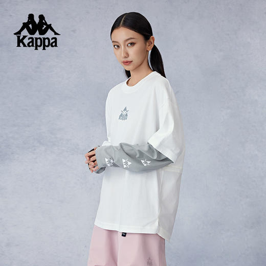 Kappa卡帕背靠背2024秋季新款运动上衣纯棉长袖t恤休闲套头衫女款 商品图1