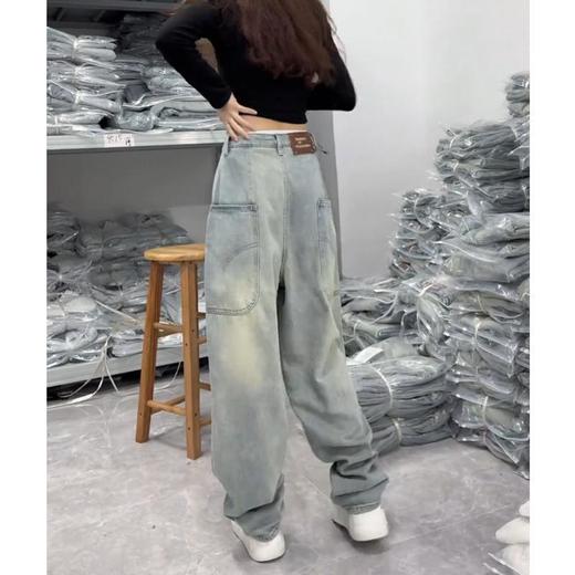 牛仔裤女士秋季裤子小个子蓝色显瘦高腰时尚宽松大码显瘦阔腿裤子 商品图2