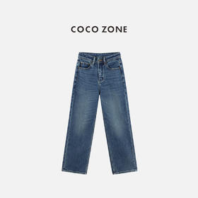 COCO ZONE 复古女士水洗牛仔裤简约百搭直筒裤CC1C1955