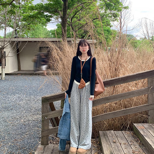 <曾小咸推荐> 灰色慵懒风高腰碎花休闲裤 商品图1