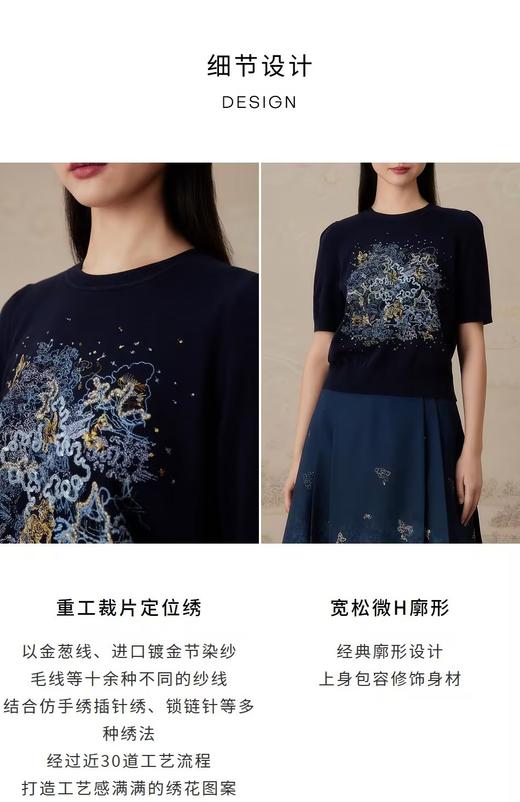 VGRASS维格娜丝24年秋季重工定位绣针织衫 商品图2