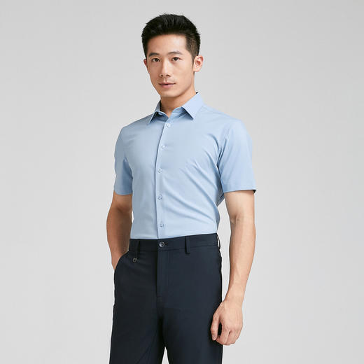 【大都会】雅戈尔 男蓝色提花TR短袖衬衫 商品图2