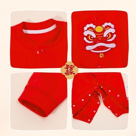 贝怡童装婴儿连体衣红色百天满月初生儿宝宝纯棉春秋款爬服哈衣ZB3DL003 商品图6