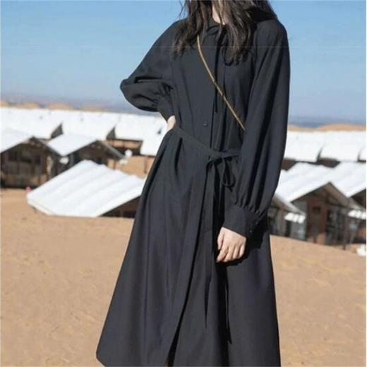 白色连衣裙女装早秋季法式长款2023年新款春气质长袖打底衬衫裙子 商品图2