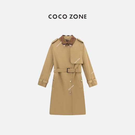 COCO ZONE 2024春季时尚气质POLO领长款单排扣风衣CC2A0316 商品图0